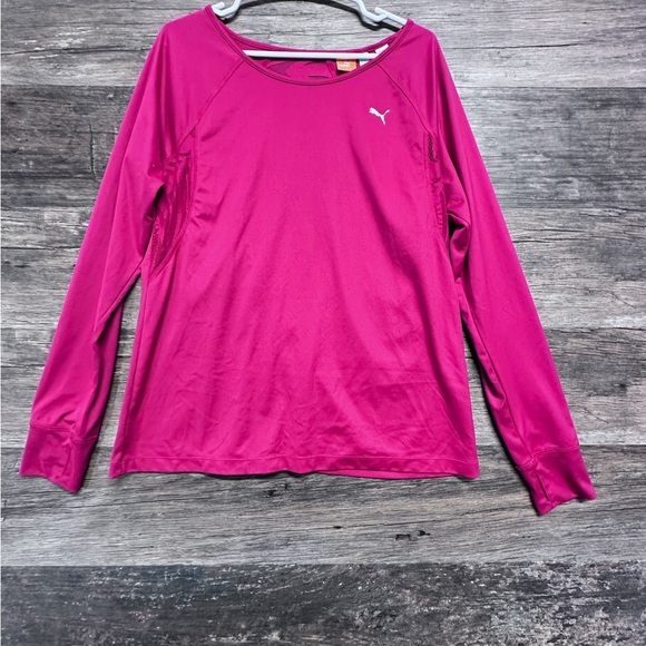 Puma Fushia Dark Pink Long Sleeve T-Shirt with Back Lace Detail - Picture 1 of 10